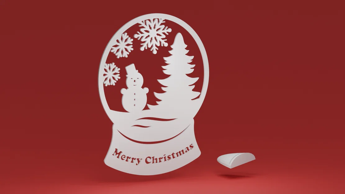 Quả cầu tuyết: Người tuyết & bông tuyết, kèm đế trưng bày tuỳ chọn (ornament Noel) - Image 1