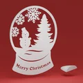Quả cầu tuyết: Người tuyết & bông tuyết, kèm đế trưng bày tuỳ chọn (ornament Noel) - Thumbnail 1