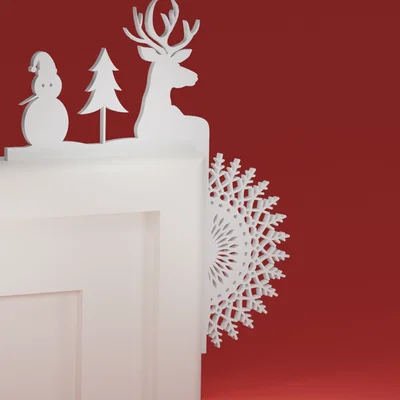 Góc Viền Cửa Noel 06 - Người Tuyết & Nai (đồ trang trí Giáng Sinh)
