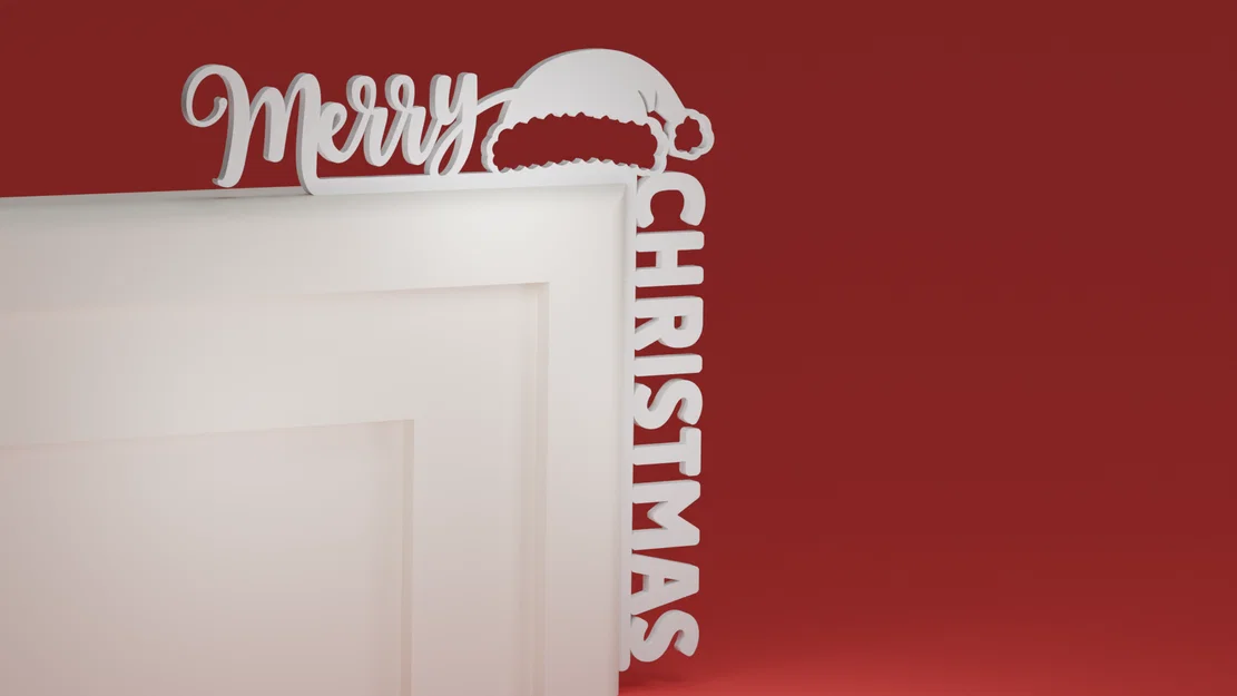 Góc viền cửa Noel 15 - Merry Christmas & mũ Noel (đồ trang trí Noel) - Image 1