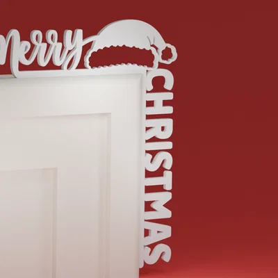 Góc viền cửa Noel 15 - Merry Christmas & mũ Noel (đồ trang trí Noel)