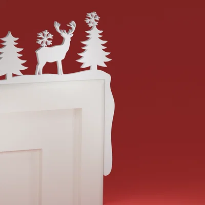 Góc viền cửa Noel 17 - Hươu & Cây thông Noel (đồ trang trí Noel)