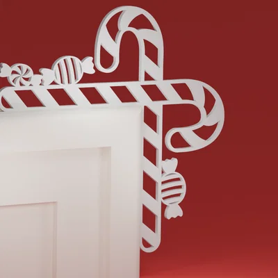 Góc viền cửa Giáng Sinh 19 - Kẹo gậy (đồ trang trí Noel)
