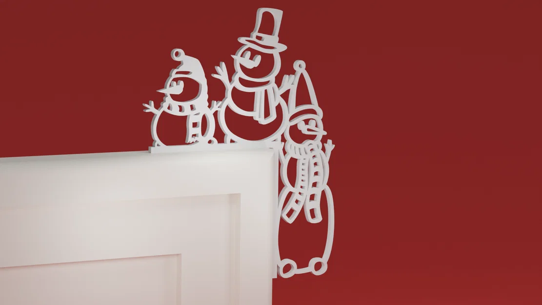 Góc viền cửa Noel 22 - Người tuyết (3 người tuyết) (đồ trang trí Giáng Sinh) - Image 1
