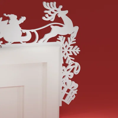 Góc viền cửa Noel 23 - Xe trượt Santa, tuần lộc & quà (đồ trang trí)