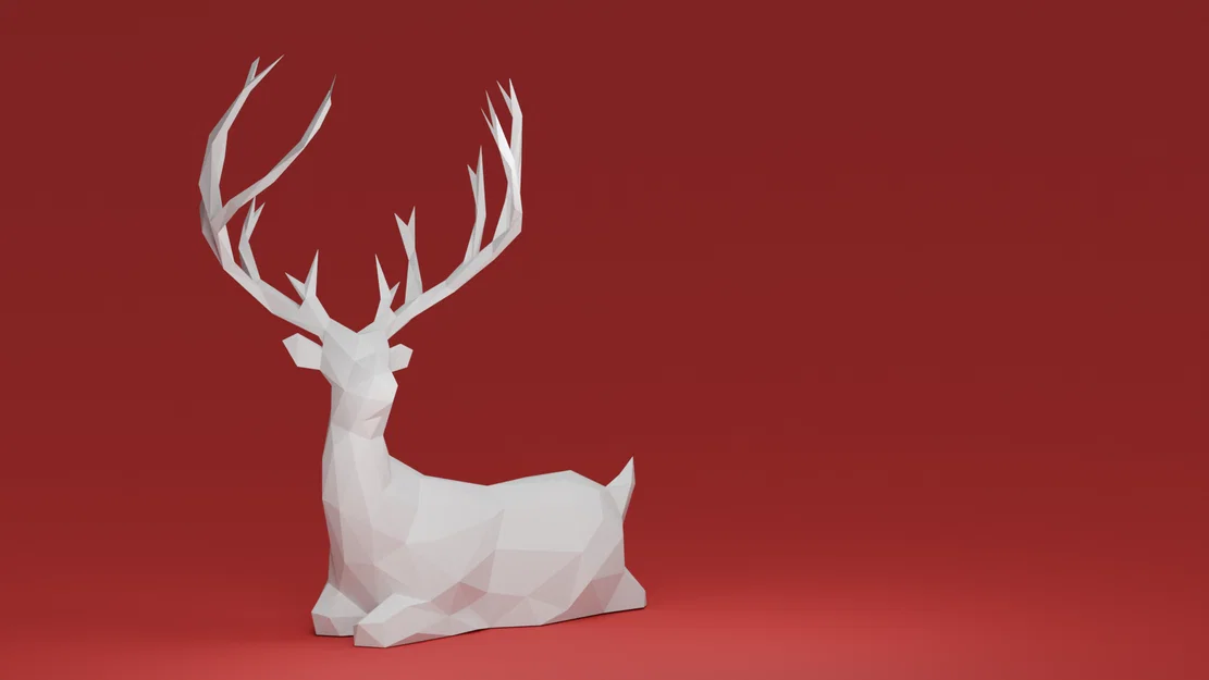 Hươu Giáng Sinh Nằm - Low Poly - Image 1