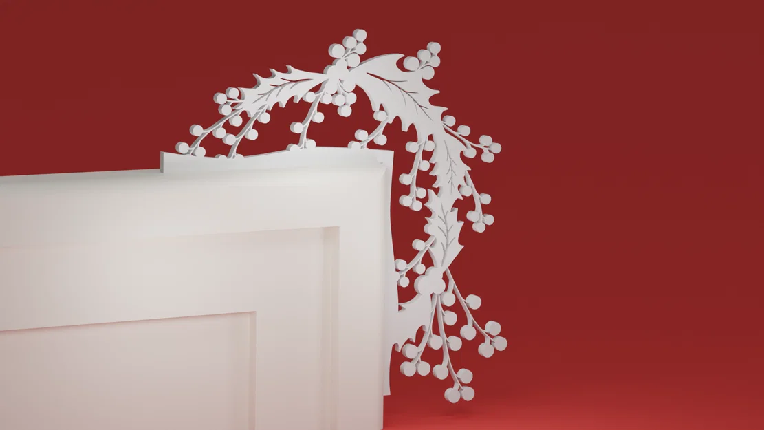Góc Viền Cửa Noel 33 - Lá Holly & Quả Đỏ (đồ trang trí Giáng Sinh) - Image 1