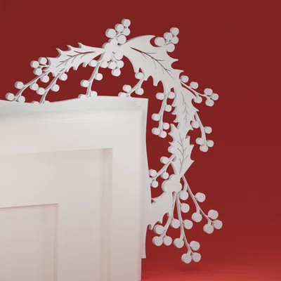 Góc Viền Cửa Noel 33 - Lá Holly & Quả Đỏ (đồ trang trí Giáng Sinh)