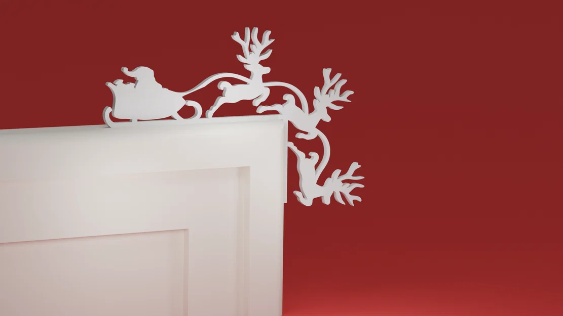 Góc viền cửa Noel 57 – Xe trượt tuyết & tuần lộc của Santa (đồ treo Noel) - Image 1