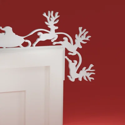 Góc viền cửa Noel 57 – Xe trượt tuyết & tuần lộc của Santa (đồ treo Noel)