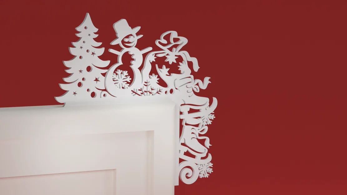 Góc viền cửa Noel 64 - Người tuyết, giày trượt băng & cây thông (ornament) - Image 1
