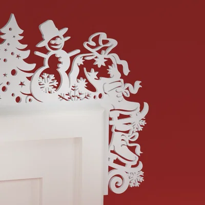 Góc viền cửa Noel 64 - Người tuyết, giày trượt băng & cây thông (ornament)