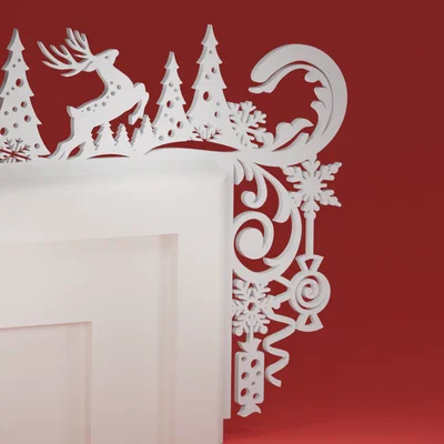 Góc viền cửa Giáng Sinh 62 - Tuần lộc (đồ trang trí Noel)