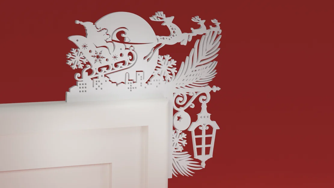Góc viền cửa Noel 60 - Xe trượt tuyết & tuần lộc của Ông già Noel (ornament) - Image 1