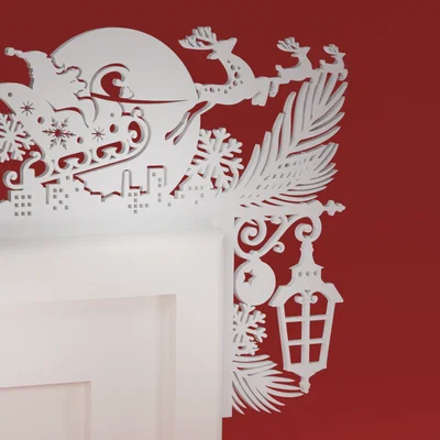 Góc viền cửa Noel 60 - Xe trượt tuyết & tuần lộc của Ông già Noel (ornament)