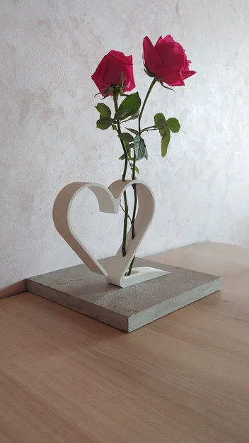 Bình Hoa Trái Tim Tối Giản 2 Bông Hồng (Valentine Minimalist Dual Rose Heart Vase) - Image 2