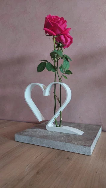 Bình Hoa Trái Tim Tối Giản 2 Bông Hồng (Valentine Minimalist Dual Rose Heart Vase) - Image 4