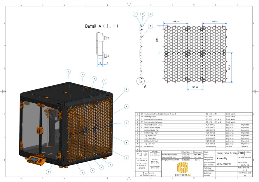 Vách lưu trữ Honeycomb cho Original Prusa Enclosure (Original Prusa Enclosure Honeycomb Storage Wall) - Image 2