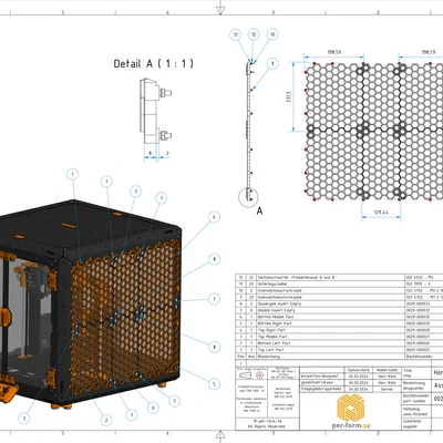 Vách lưu trữ Honeycomb cho Original Prusa Enclosure (Original Prusa Enclosure Honeycomb Storage Wall)