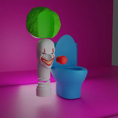 Mô hình 3D chú hề kỳ quái trong bồn cầu độc đáo