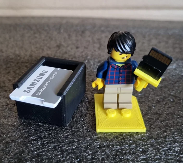 Hộp Micro SD dạng thẻ SD có nắp gắn LEGO (Micro SD Card Box LEGO SD Card holder) - Image 2