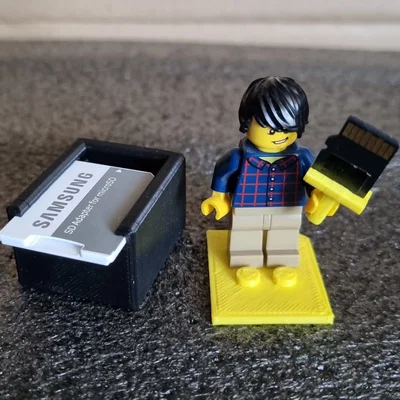 Hộp Micro SD dạng thẻ SD có nắp gắn LEGO (Micro SD Card Box LEGO SD Card holder)