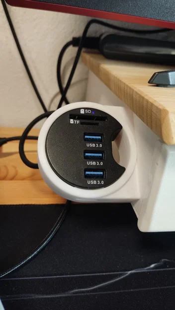 Giá đỡ USB Hub tròn gắn hông (Side mounted round USB Hub Holder) - Image 1