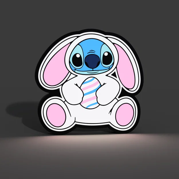 Đèn Lightbox LED Trứng Phục Sinh Stitch Mặc Đồ Thỏ (Bunny Suit) - Image 3