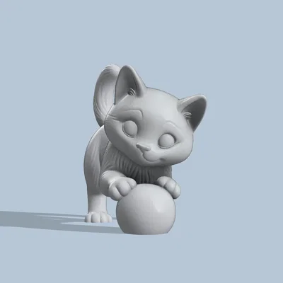 Mô hình 3D chú mèo con tinh nghịch (Playful Cute Cat) dễ thương