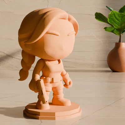 Mô hình 3D nhân vật Lara Croft (Tomb Raider) phong cách Chibi
