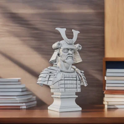 Tượng bán thân Samurai - Mô hình trang trí 3D tinh xảo