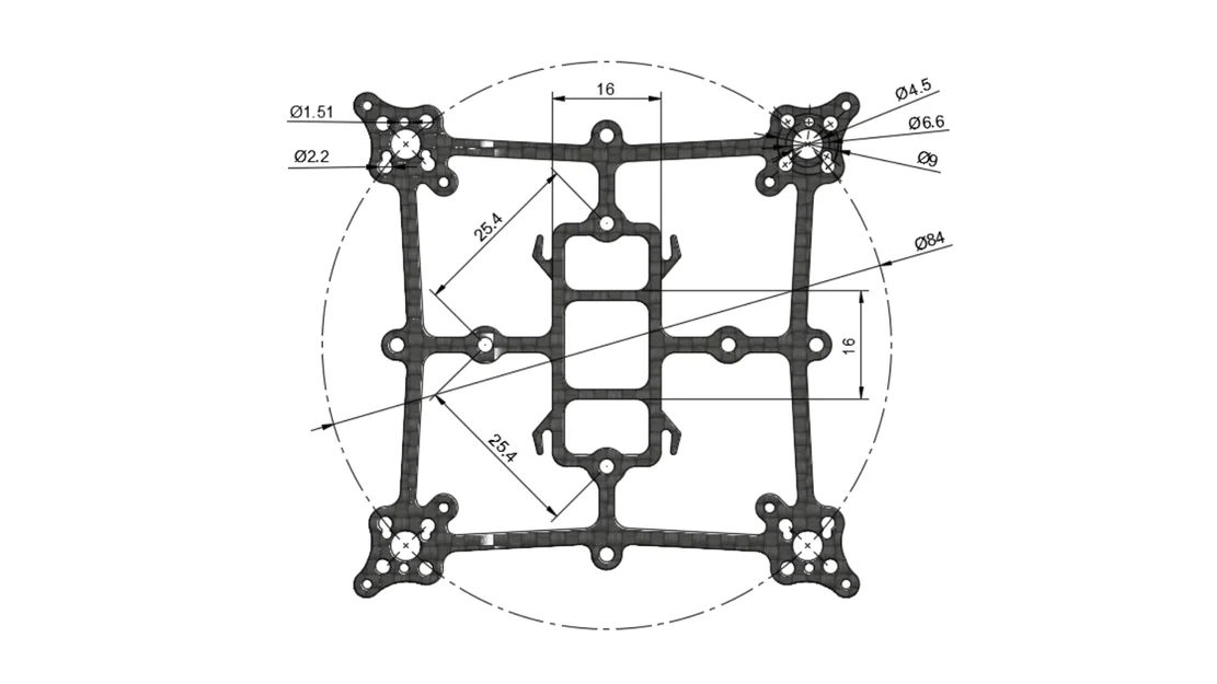 Hachidorii XL Carbon Fiber Whoop – Khung whoop carbon 84mm cho cánh 45mm - Image 13