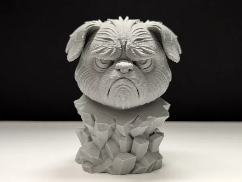 Grumpy Dog - Stone Bust (Tượng bán thân chó cau có bằng đá) - Image 1