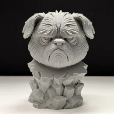 Grumpy Dog - Stone Bust (Tượng bán thân chó cau có bằng đá)
