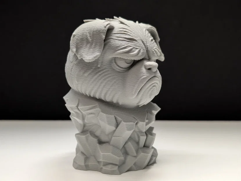 Grumpy Dog - Stone Bust (Tượng bán thân chó cau có bằng đá) - Image 3