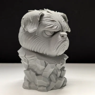 Grumpy Dog - Stone Bust (Tượng bán thân chó cau có bằng đá)