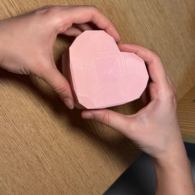 Hộp Đựng Trang Sức Hình Trái Tim Đa Giác - Mẫu In 3D Độc Đáo