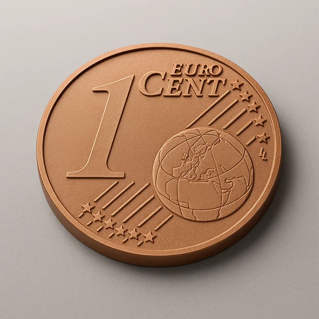 Đồng 1 Cent Euro – Mô hình 3D đúng tỷ lệ - Image 1