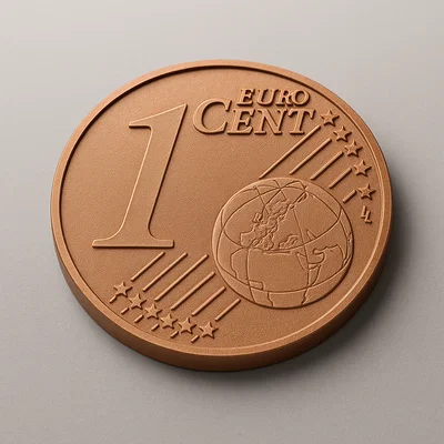 Đồng 1 Cent Euro – Mô hình 3D đúng tỷ lệ
