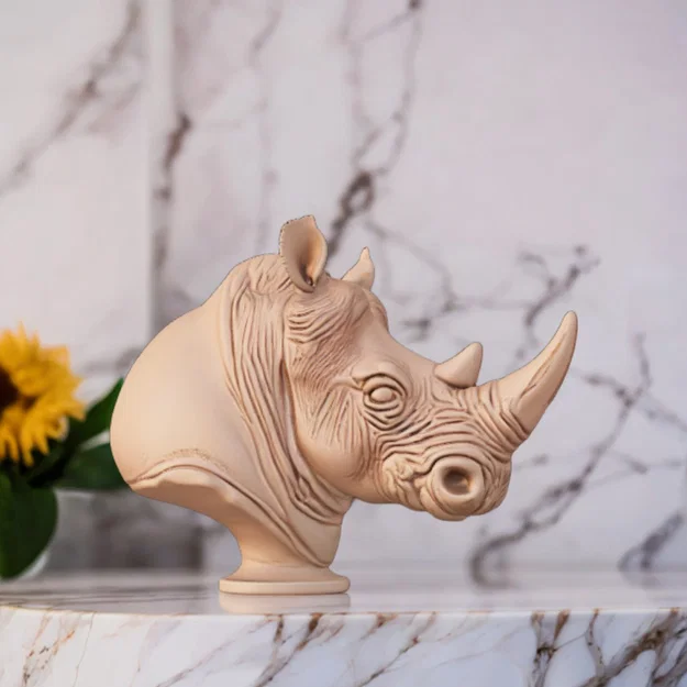 Tượng đầu tê giác 3D độc đáo - Mẫu decor trang trí ấn tượng - Image 1