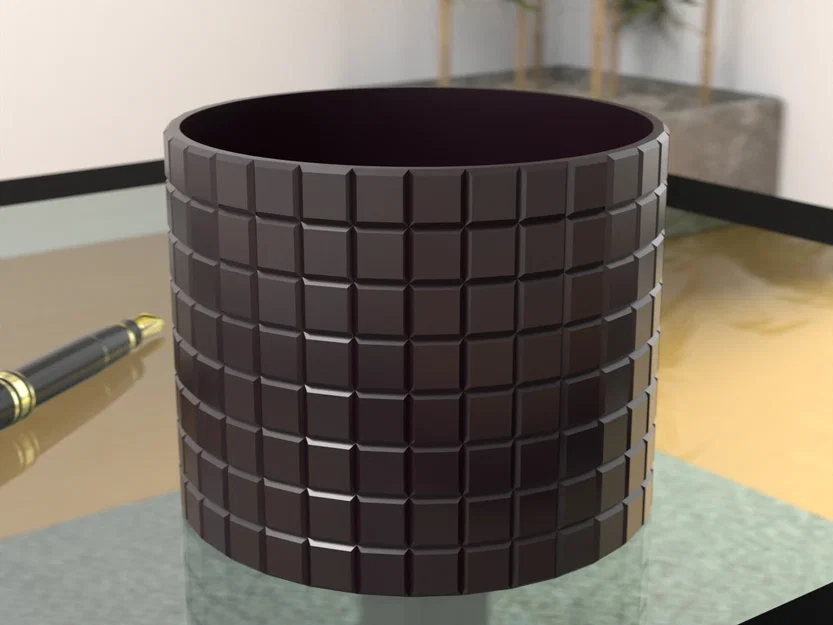 Mô hình 3D ống cắm bút, chậu cây trang trí hình khối socola (Pot #3) - Image 1
