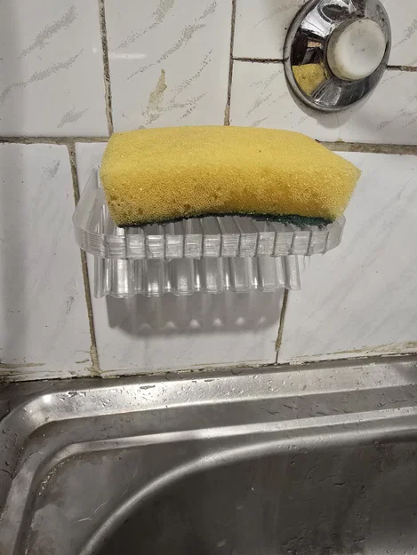 Kệ dán để miếng rửa chén thoát nước vào bồn rửa (Draining kitchen sticky sponge holder) - Image 1