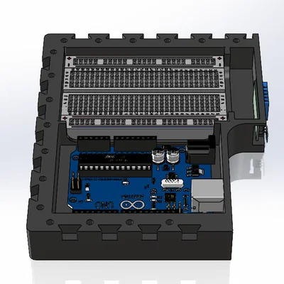 Vỏ hộp đựng Arduino UNO, màn hình LCD 16x2 và linh kiện điện tử