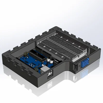 Vỏ hộp đựng Arduino UNO, màn hình LCD 16x2 và linh kiện điện tử