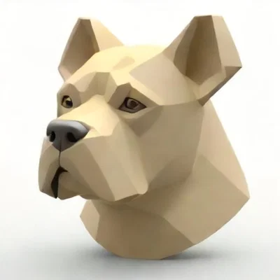 Mô hình đầu chó Bulldog phong cách Lowpoly 3D độc đáo