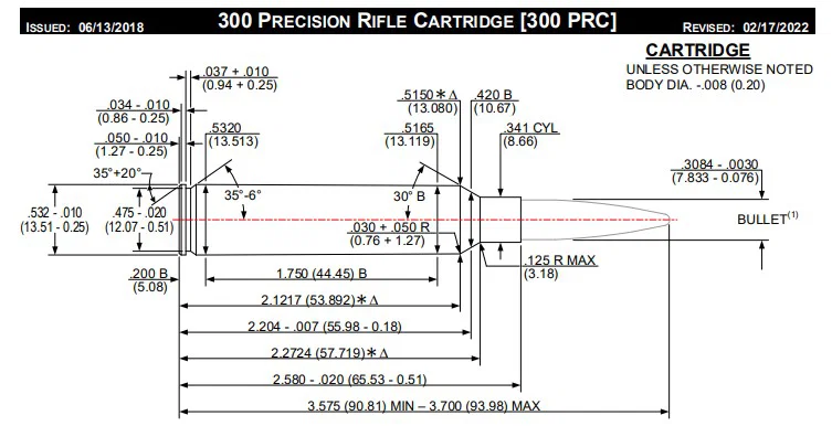 Mô hình 3D kỹ thuật đạn 300 PRC theo tiêu chuẩn SAAMI cho Reloading - Image 2