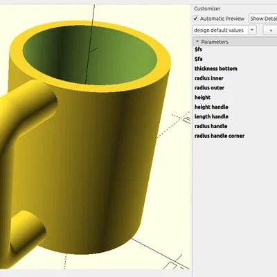 Cốc Uống Nước Thiết Kế Parametric Bằng OpenSCAD - Tự Tuỳ Chỉnh Dễ Dàng