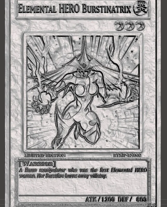 Mô hình thẻ bài 3D Elemental Hero Burstinatrix in ấn cực đẹp