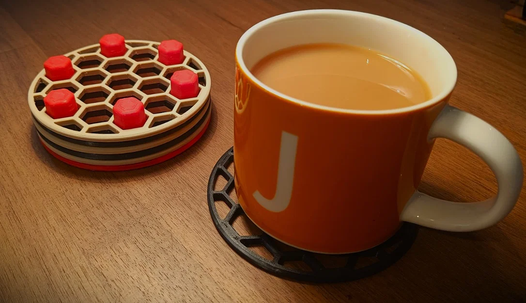 Bộ lót ly lục giác xếp chồng (Stackable hex coasters) - Image 1