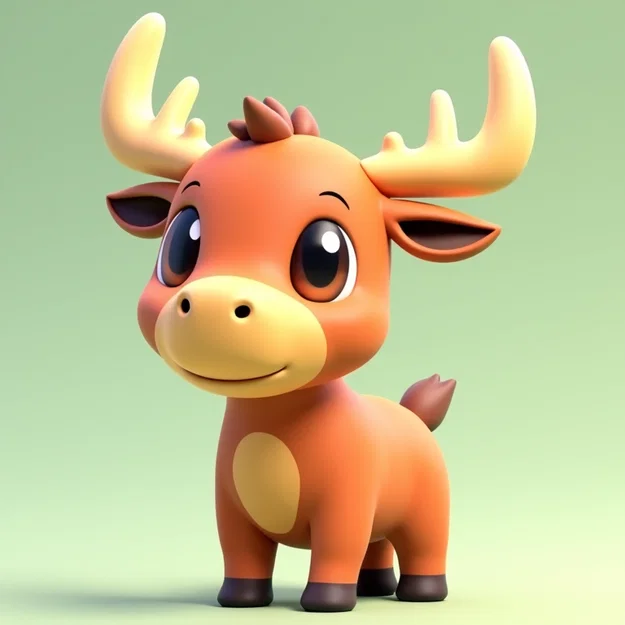Mô hình chú nai Moose 3D dễ thương trang trí bàn làm việc - Image 1